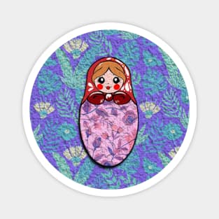 Russian doll with blue flowers pattern Magnet